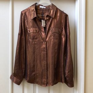 Calvin Klein metallic bronze blouse never worn